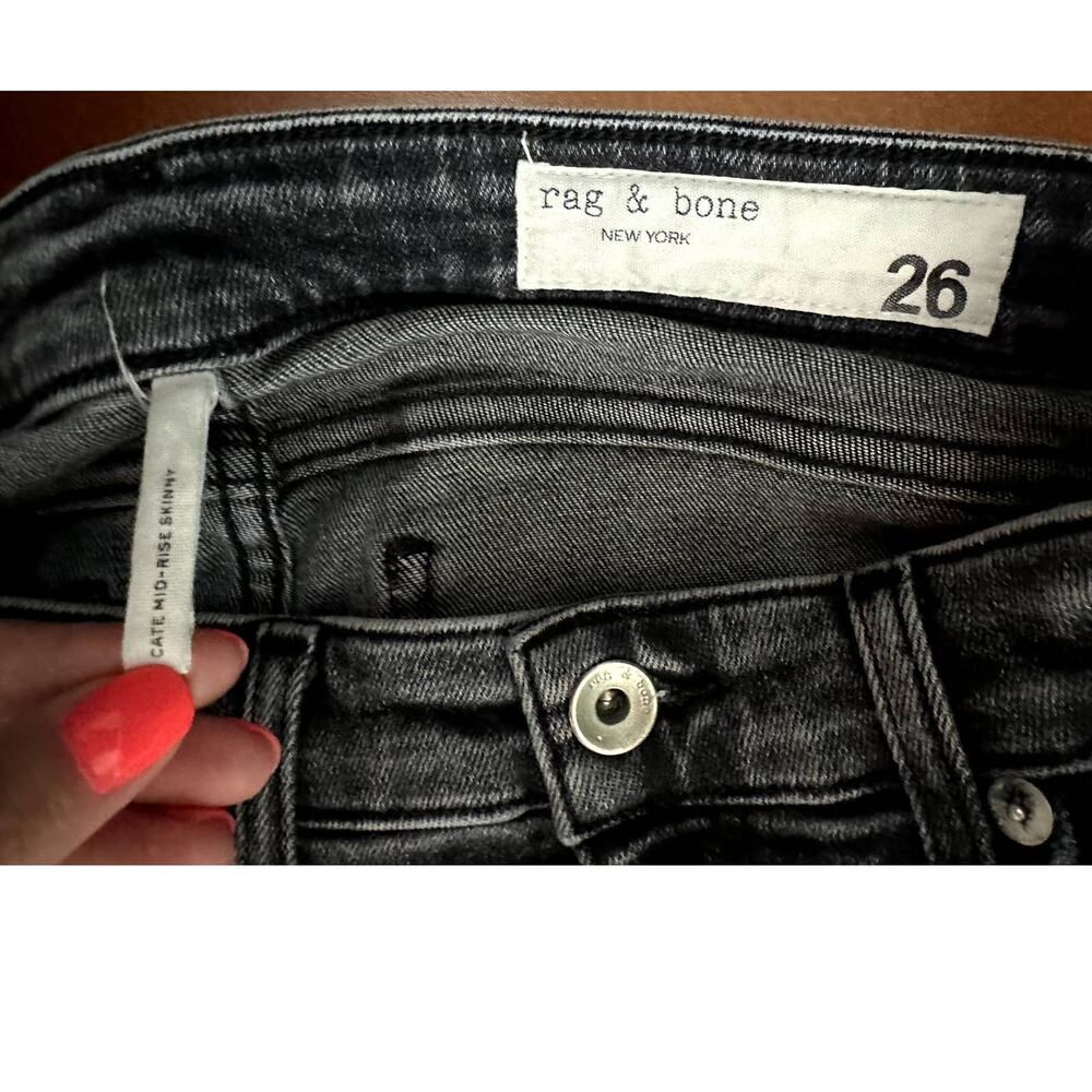 Rag & Bone 26 Cate Mid-Rise Skinny Black Jeans‎ - Picture 4 of 4